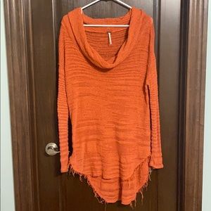 Free People Burnt Orange Cowl Neck Sweater